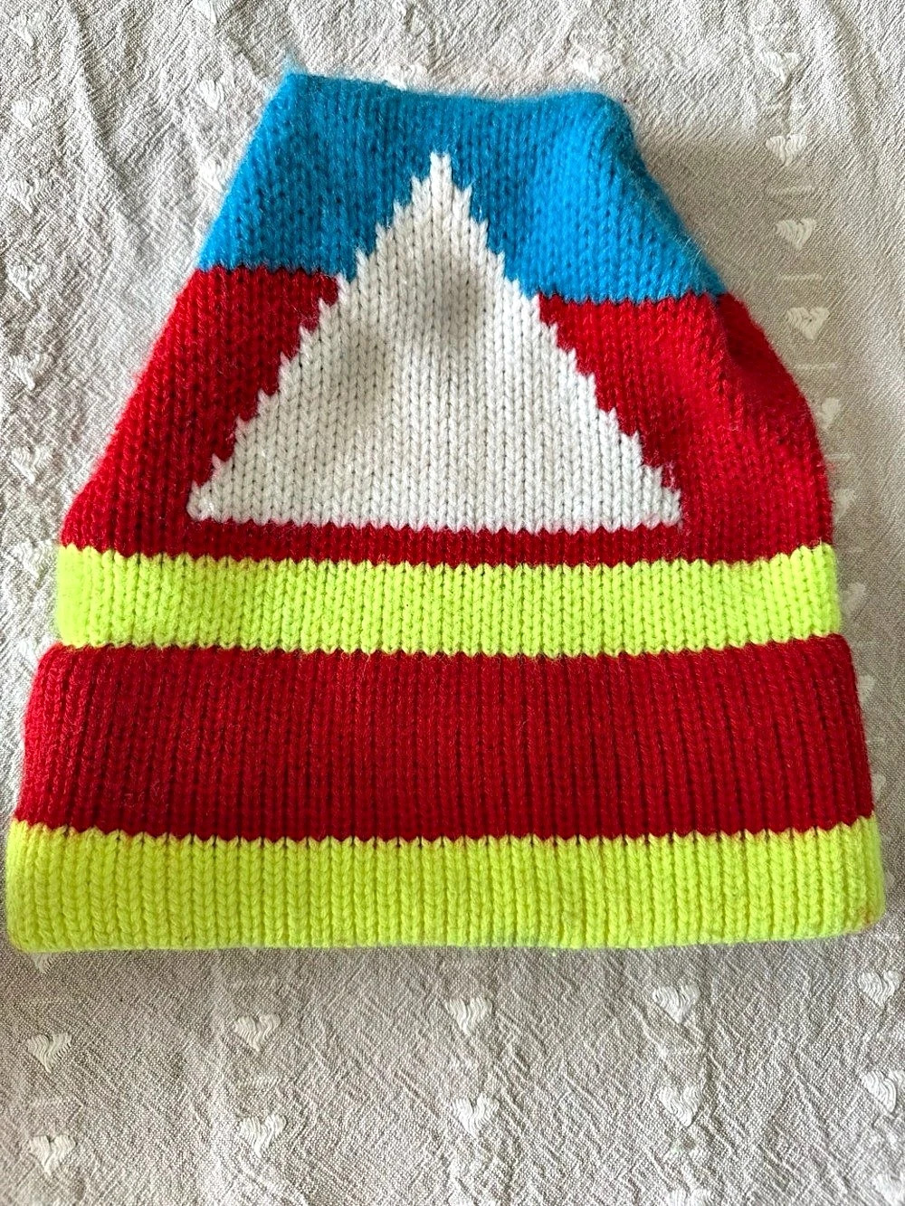 Kids Knit Beanie Green Red Size M